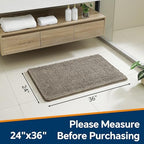 Chenille Bathroom Rug 24"x36" Taupe, Non-Slip Plush Bath Mat - Image 2