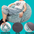 Fluffy Stuffed Animal Storage Bean Bag Chair Cover, Faux Fur Comfy Bean Bag - Image 5