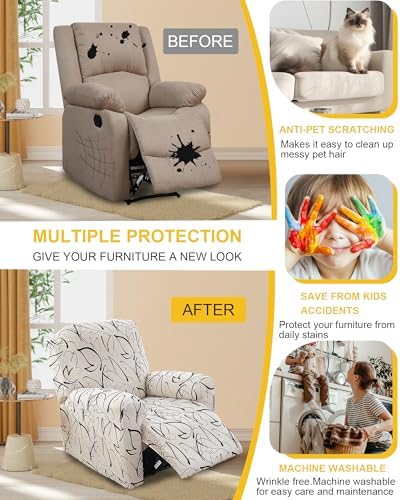 NILUOH Stretch Recliner Covers 4 Piece, Non-Slip Lazy Boy Chair Covers - Image 5