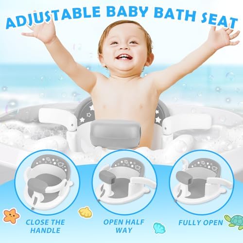 Baby Bath Seat 6M+, Non-Slip Cushion, 5-Pc Set - Image 4