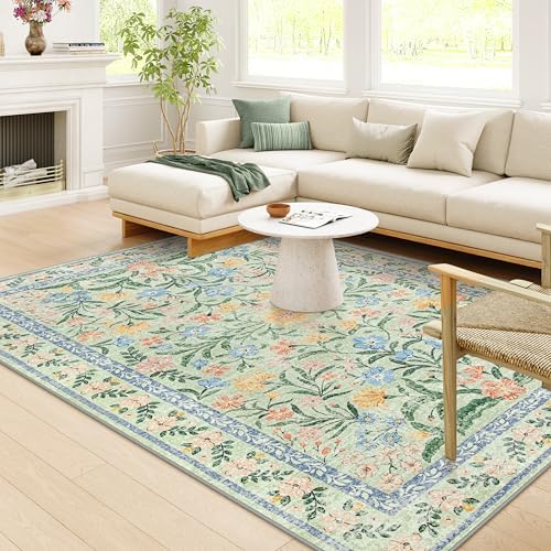 Wonnitar Boho Washable Rugs 8x10, Large Floral Rugs by Wonnitar