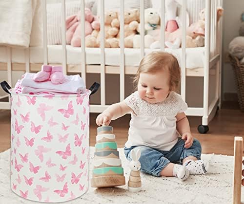 Butterfly Pink Laundry Hamper Girls Laundry Hamper Baby Laundry Basket Cute Toy - Image 3