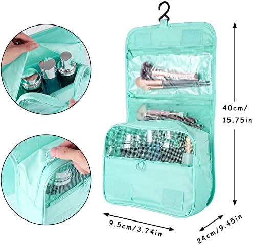 Hanging Toiletry Bag for Women, Portable Mint Green Travel Summer Beach Bag - Image 2