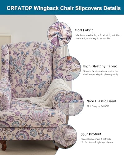 CRFATOP Wingback Chair Covers Wing Armchair Slipcovers - Image 2