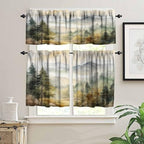 Forest Valance Curtain for Kitchen, Window Treatment Watercolor Mountain Forest - Image 3