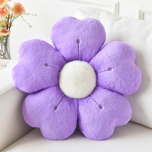 Flower Pillow, Daisy Decorative Throw Pillows, Dark Purple, 15 Inches by Ddliury