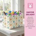 Large Cute Easter Basket for Kid Empty Gift Baby Rectangle Storage Bin Bunny - Image 2