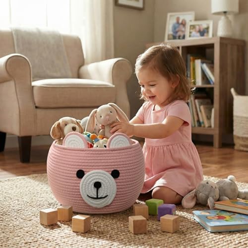CherryNow Baby Basket for Gifts Empty, Cute Bear Design - Image 2