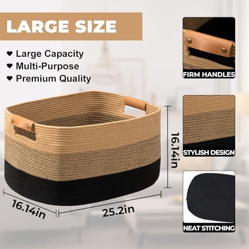danpinera Large Woven Basket, 108L Large Blanket Basket - Image 2