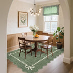 GarveeHome Scalloped Bow Rug 8x10 Washable Green Rug - Image 4
