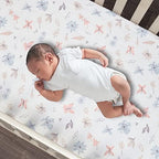Lambs & Ivy Baby Blooms 3-Piece Pink Floral/Butterfly Baby Crib Bedding Set - Image 6