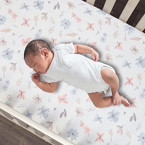 Lambs & Ivy Baby Blooms 3-Piece Pink Floral/Butterfly Baby Crib Bedding Set - Image 6