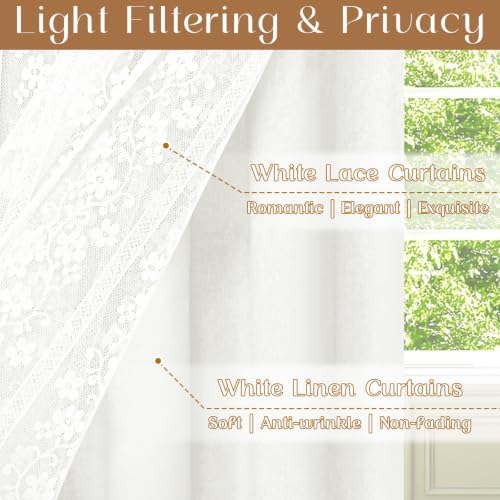 ASPMIZ Linen Valances for Windows Double Layer Valance Curtains - Image 2