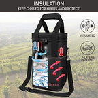opux Insulated Wine Cooler Bag, Leakproof 4 Bottle Wine Tote Carrier - Image 2