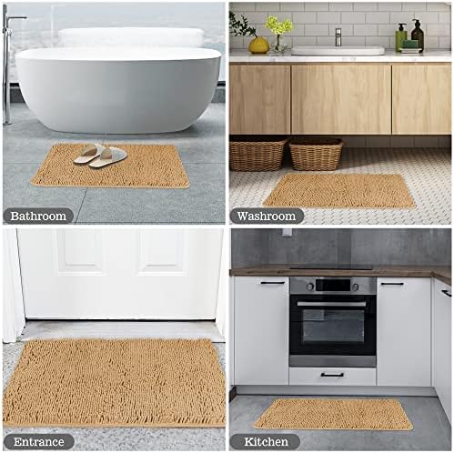 Yeaban Chenille Tan Bathroom Rug 17"x24", Non-Slip Rubber Backing - Image 6