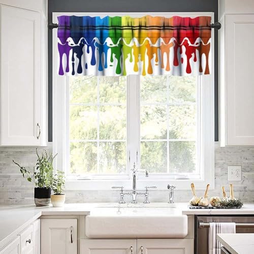 Kids Valances Curtains Colorful Wax Crayons Pattern Window Treatment Valances - Image 6