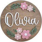 Round Name Sign For Nursery, Boho Nursery Sign, Family Name Signs, 3D Wall Art - Image 4