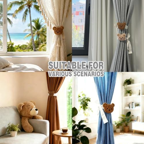 2 Pack Cartoon Bears Curtain Tiebacks, Cute Cartoon Animal Curtain Holdbacks - Image 4
