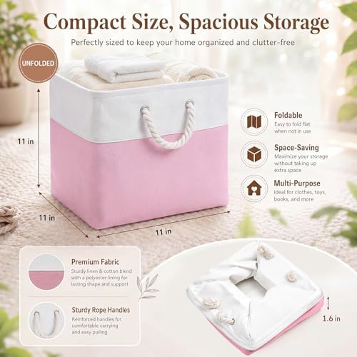 6 Pack Pastel Foldable Storage Bins, 11 Inch Cube Fabric Storage Baskets - Image 2