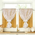 ASPMIZ Linen Kitchen Curtains 36 Inch Double Layer Kitchen Window Curtains by ASPMIZ