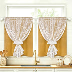 ASPMIZ Linen Kitchen Curtains 36 Inch Double Layer Kitchen Window Curtains by ASPMIZ