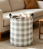 Kids Laundry Basket Gery grid Hamper - Image 4