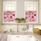 Vandarllin Pink Valentine's Day Kitchen Curtains and Valances Set, Be My - Image 3