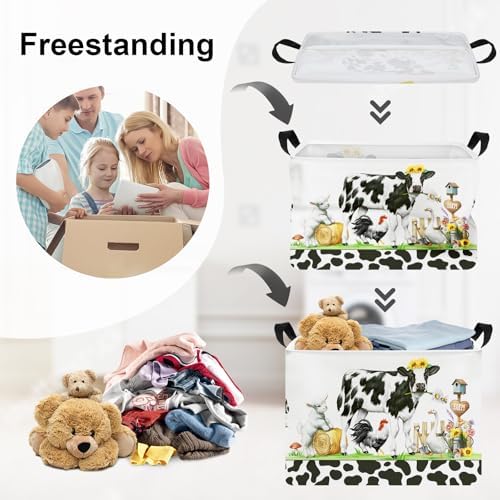 Farm Animals Storage Basket Collapsible Clothes Baby Nursery Hamper Large Book - Image 3