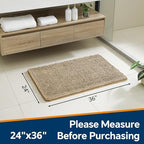 Chenille Bathroom Rug 24"x36" Beige, Non-Slip Plush Bath Mat - Image 2