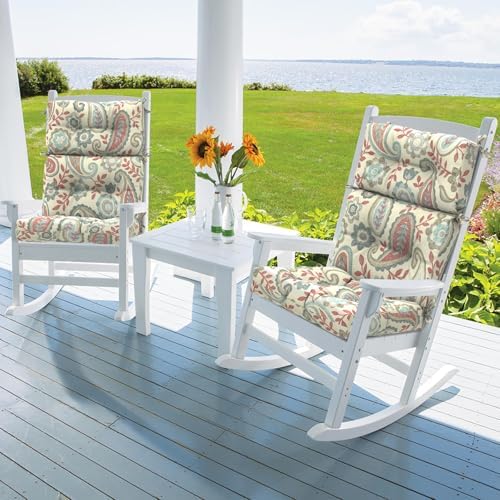 DYTXIII Outdoor High Back Chair Cushions Set of 2, Water Repellent Tufted - Image 2