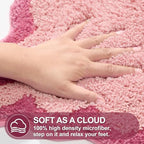 ORTIGIA Cute Scalloped Bathroom Rugs Set, Candy Pink Plush Microfiber Scallop - Image 3