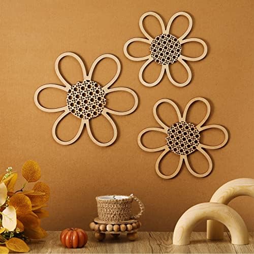 Maitys 3 Pcs Boho Wood Daisy Flower Wall Decor - Image 3