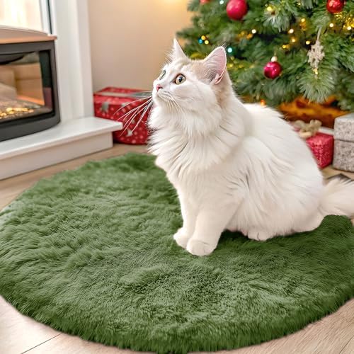 OLANLY Green Round Rugs for Bedroom by OLANLY