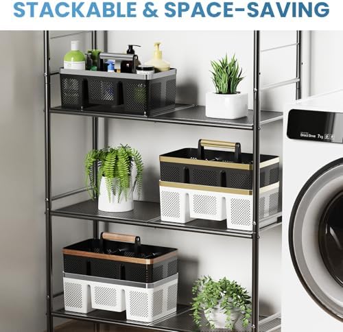 BYUNER 2Pack Plastic Shower Caddy: Portable Hard Bathroom Basket Tote - Image 5