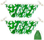 2 Sets of Shamrocks Nursery Garland 20Pcs Green Plaid Clover Pennant Banner - Image 3