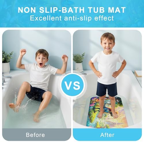 Bath Mat for Tub Non Slip Kids Bathtub Mat 40x16 Baby Bath Mat, Velociraptor - Image 6