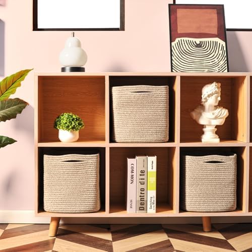 ICERZCZ 11 Inch Cube Storage Bins, Woven Baskets, Mixed Brown - Image 2