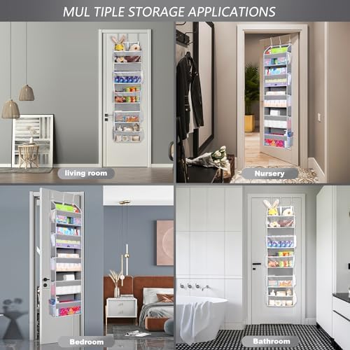 TAHAVICE 2 Pack Over the Door Storage Organizer, 5 Large & 10 Mesh Pockets - Image 4