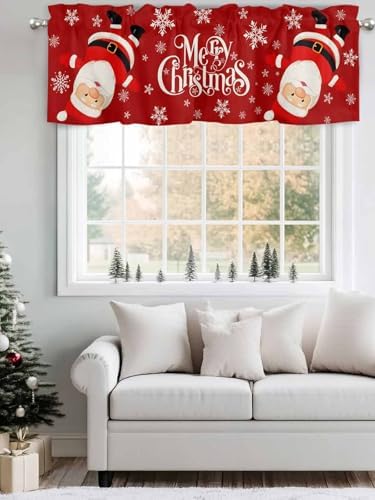 Vandarllin Red Merry Christmas Valance Curtains - Image 4