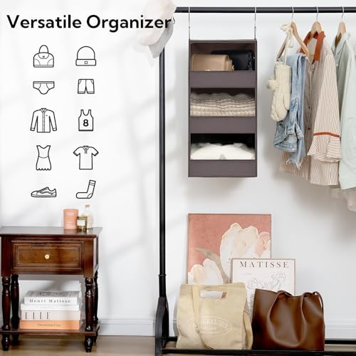 GRANNY SAYS 3-Shelf Hanging Closet Organizer, Foldable Storage, Dark Brown - Image 5
