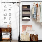 GRANNY SAYS 3-Shelf Hanging Closet Organizer, Foldable Storage, Dark Brown - Image 5