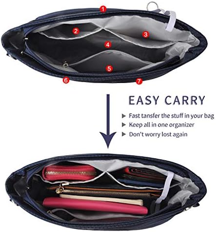 Vercord Expandable Nylon Handbag Purse Organizer Insert Liner Shaper Bag in Bag - Image 3