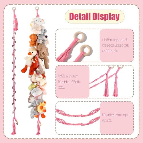 CERETIA 80" Stuffed Animal Organizer Chain, Wall Corner Storage - Image 6