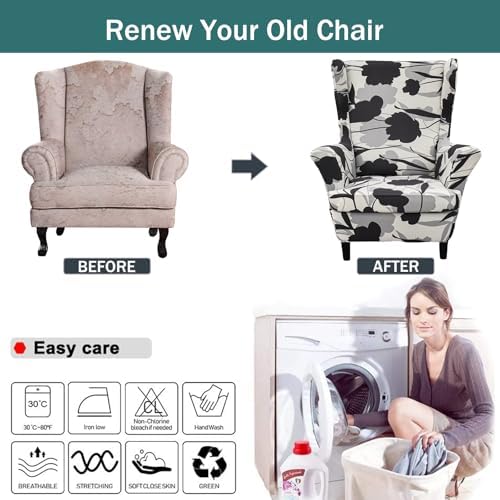 NILUOH Wingback Chair Covers 2-Piece, Armchair Slipcovers - Image 5
