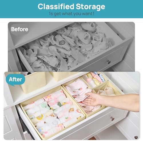 Vtopmart 12 Pack Baby Clothes Organizer, Foldable Fabric Drawer Bins - Image 2