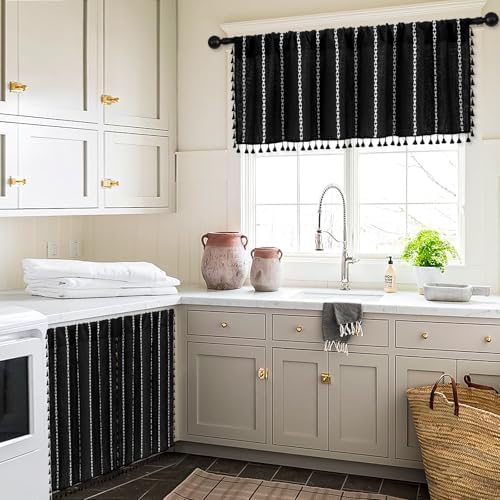 MitoVilla Boho Kitchen Curtains 36 Inch Length, 2 Panels Farmhouse Short Cafe - Image 4