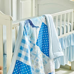 Patchwork Crib Bedding Set Blue Ocean Plaid Design 3 Pieces Baby Cute Quilted - Image 5