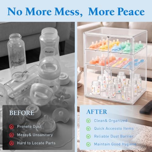 Baby Bottle Organizer for Countertop-3 Tiers X-Large Bottle Storage - Image 4