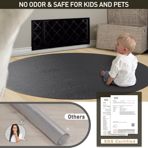 Black Plastic Floor Mat for Under Dining Table, 4ft Round No Slip Waterproof - Image 5