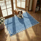 GarveeHome Scalloped Entryway Rug 2x3 Blue Washable Front Door Entry Rug by GarveeHome
